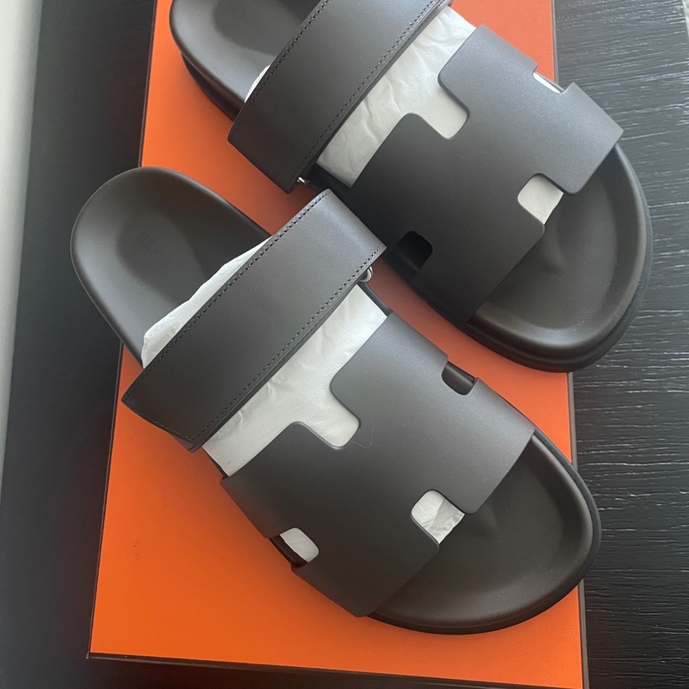 BNWB Hermes Dark Brown Chypre Écorce Slide Sandals sz 41